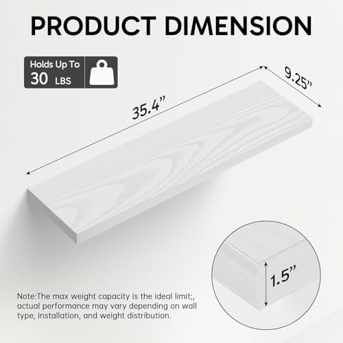 White Floating Shelves 35.4in