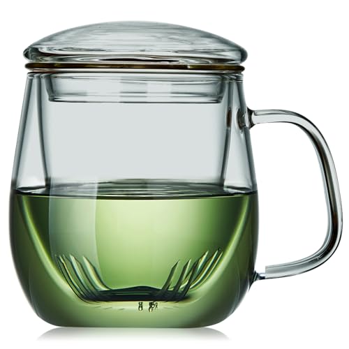 Glass Tea Cup with Infuser and Lid