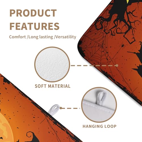 Happy Halloween Dish Drying Mat Fall Pumpkin Witch Dishes Draining Mats Spooky Castle Coffee Bar Bats Trick or Treat Dish Drying Pad Self Fast Absorbent Dryer Mat for Kitchen Countertop