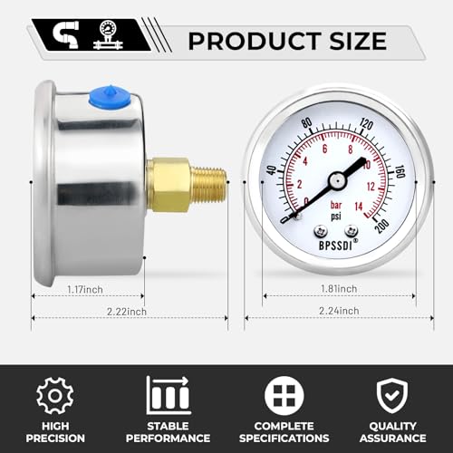 0 200 Psi Low Pressure Gauge