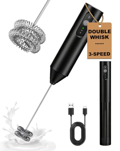 3 Speed Rechargeable Milk Frother Handheld Foam Maker