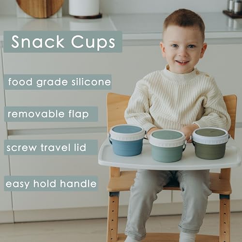 No Spill Silicone Toddler Snack Containers (12 Ounce)