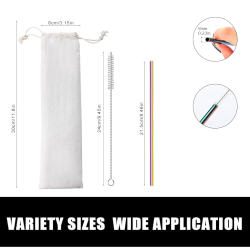 10 Pcs Metal Straw Reusable 8.5" 6mm Stainless Steel Straws (10 Count)