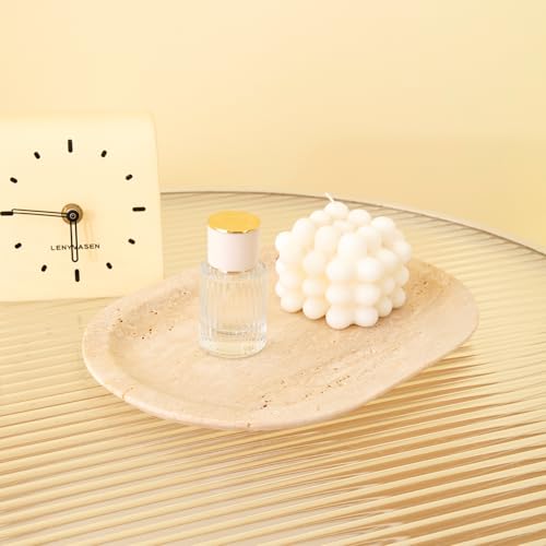 Natural Marble Decorative Tray Bathroom Counter Perfume Organizer Vanity Tray for Home Decor