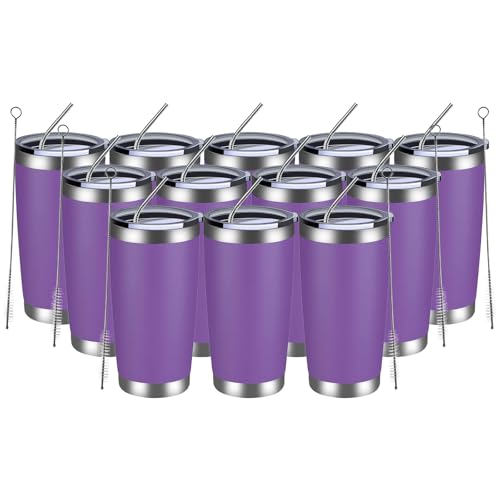 20oz Tumbler 12 Pack Double Wall Vacuum Insulated Travel Mug Bulk (12 Count)