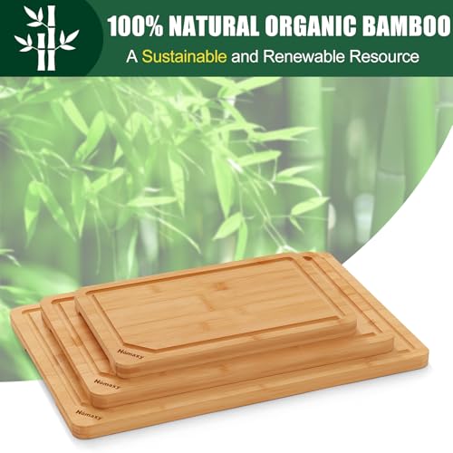 Organic Bamboo Cutting Boards Set for Kitchen Set of 3 (3 Count)