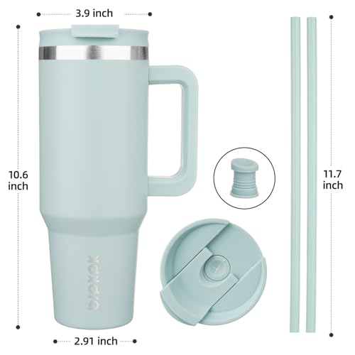 40 oz Insulated Tumbler with Handle & Straw