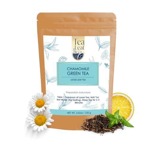 Tealeaf & Co. Chamomile Green Tea Loose Leaf with Lemon Extract and Lemongrass (3.5274 Ounce)