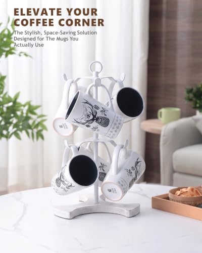 2 Tier White Coffee Mug Holder for Countertop