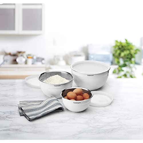 CTG-00-SMBW White Painted Stainless Steel Mixing Bowls with Lids, Set of 3
