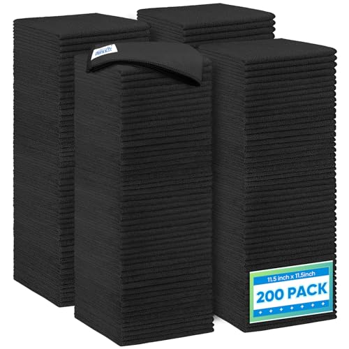 Black Microfiber Cleaning Cloth 200 Pack (200 Count)