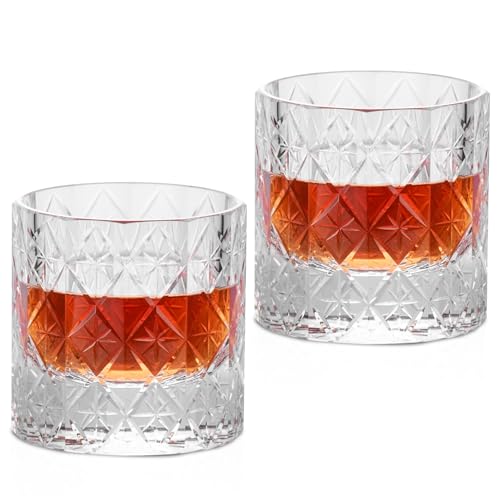 Crystal Whiskey Glasses Set of 2 Old Fashioned Glasses Hand Blown (2 Count)