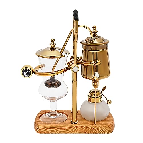 Balance Syphon Coffee Maker Elegant Unique Belgian Machine for Coffee and Tea Easy to Clean Integrated Filter Gold Accents Decorative Design Best Tasting Coffee Espresso Brewer