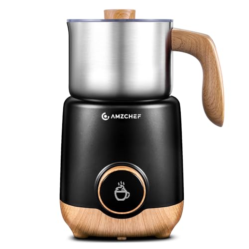 8-IN-1 Milk Frother and Steamer 550 Watts, 21 oz Split Stainless Steel Automatic Steamer, Milk's Warmer for Latte, Cappuccino, Hot and Cold Froth, Heated Milk, Hot Chocolate, Baby Food, Black (21 Ounce)