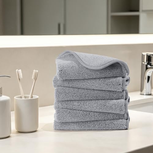 330 GSM Poly Blend Microfiber Shower Wash Cloth Face Towel (6 Count)