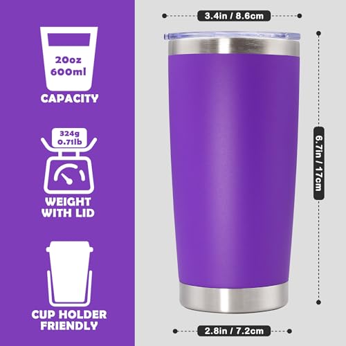 20oz Tumbler Stainless Steel Tumbler Coffee Tumbler with Lid Purple