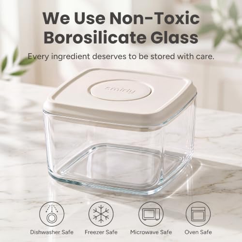Glass Airtight Food Storage Containers with Pop Lids (5 Count)