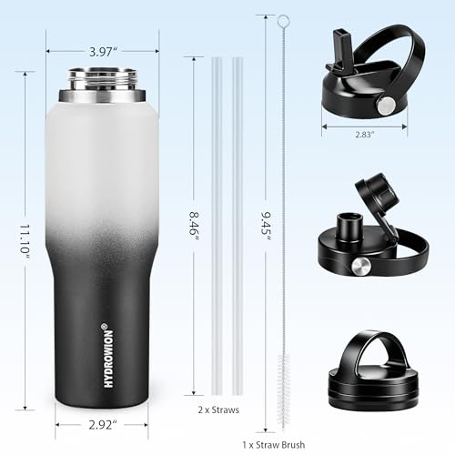 40 oz Insulated Water Bottle with Straw fit in Car Cup Holder