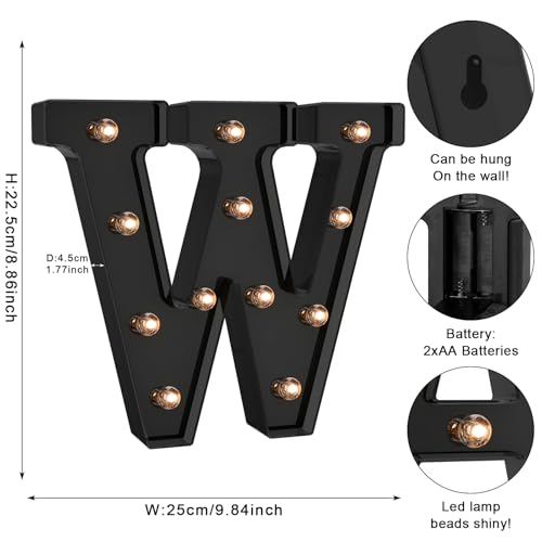 Black LED Letter Lights for Room Decor