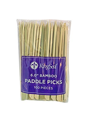 200 Count KingSeal Natural Green Bamboo Wood Paddle Picks