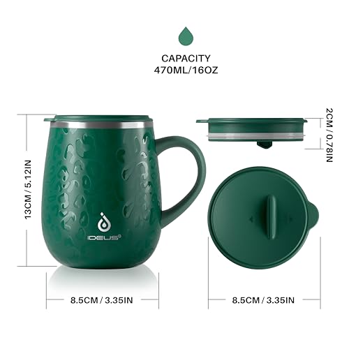 16 oz Insulated Coffee Mug with Lid and Handle