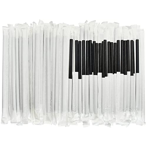 400 Pack] Chunspak 5.75 inch Disposable Black Paper Cocktail Straws (400 Count)