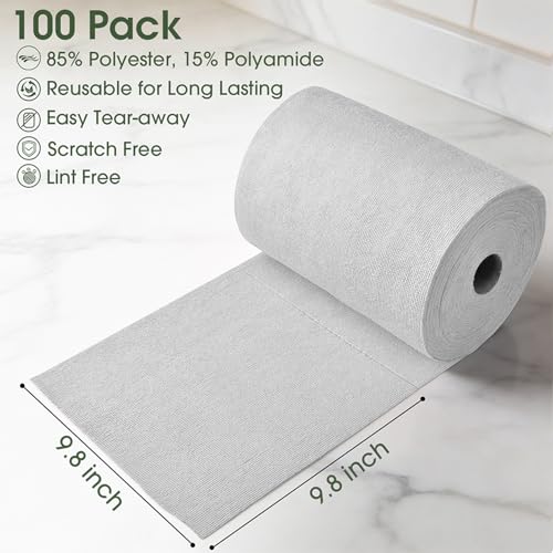 Microfiber Cleaning Cloth Roll (100 Count)
