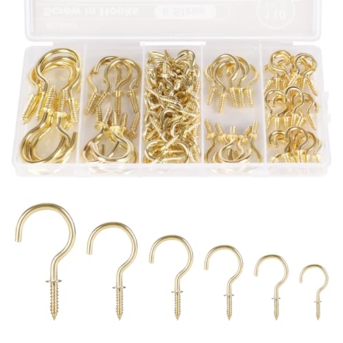 Screw Hooks 6 Sizes Metal Screw in Cup Hooks
