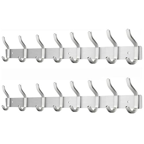23 Inch Coat Rack Wall Mount with 8 Hooks (2 Count)