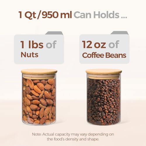 Glass Storage Containers with Lids 1 Qt (6 Count)