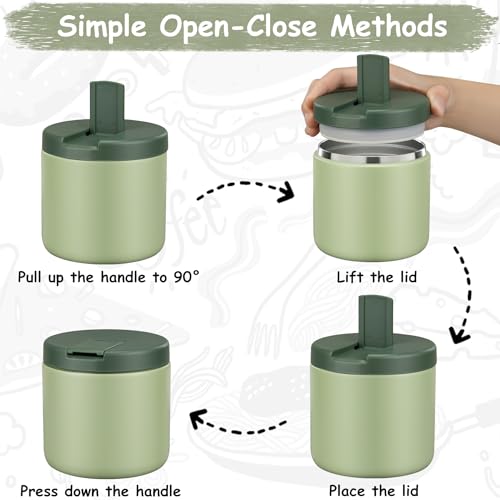 19oz Insulated Vacuum Food Jar with Buckle Lid Wide Mouth Soup Thermo for Hot Food Kids Leakproof Stainless Steel Lunch Container