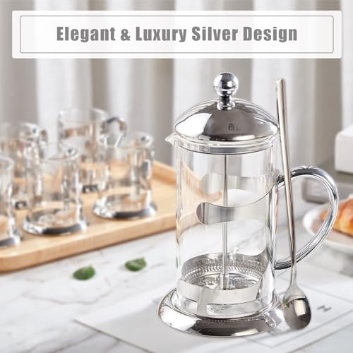 Silver French Press Coffee Maker