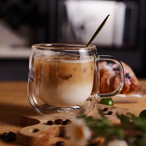 16oz Double Walled Glass Coffee Mugs (2 Count)
