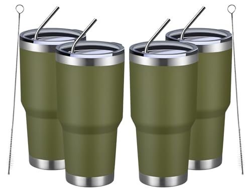 30oz Insulated Tumbler With Lids and Straws (4 Count)