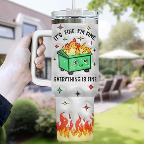 Dumpster Fire This Little 40 oz Tumbler with Handle