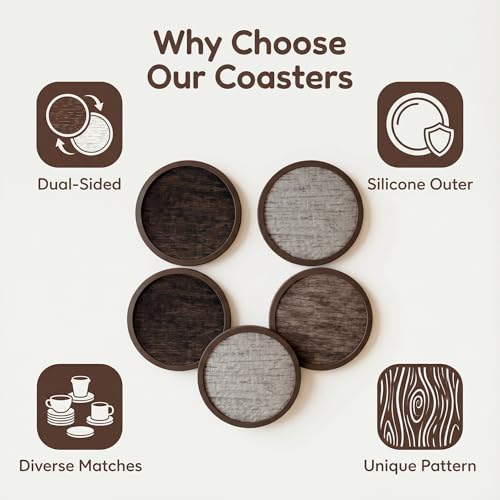 Absorbent Coasters for Drinks with Holder (7 Count)