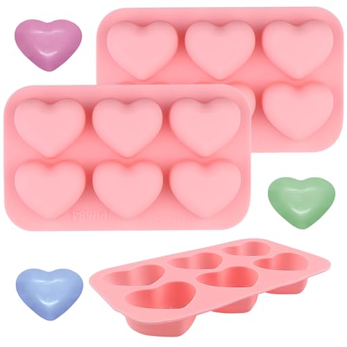 Heart Silicone Molds 3pcs Valentine's Heart Chocolate Molds for Candy Ice Cube Resin Soap Jelly