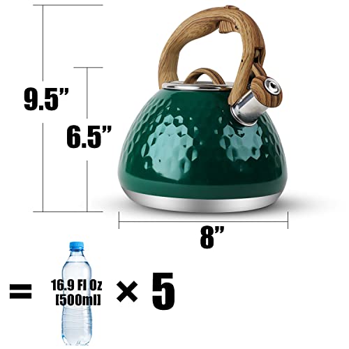 Tea Kettle Toptier Teapot Whistling Kettle with Wood Pattern Handle Loud Whistle
