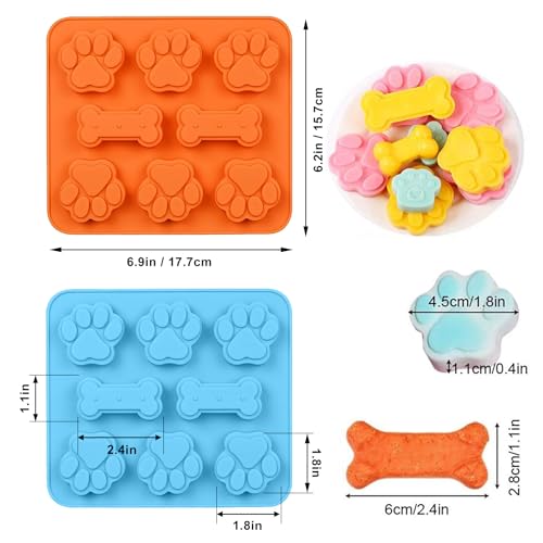 2 in 1 Puppy Dog Paw and Bone Silicone Molds (6 Count)