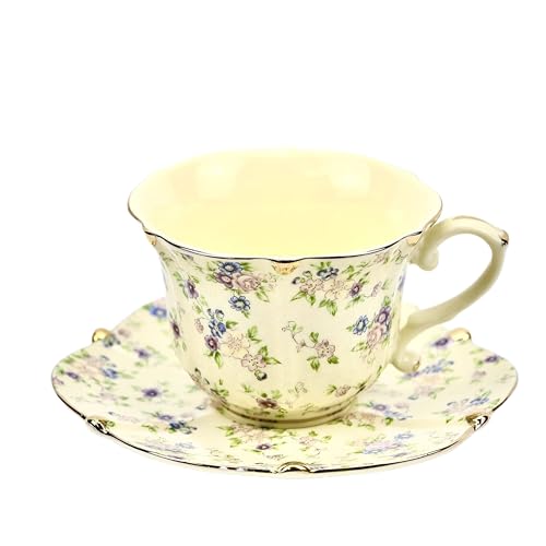 Country Roses Bone China Tea Cup and Saucer Set (3 Count)