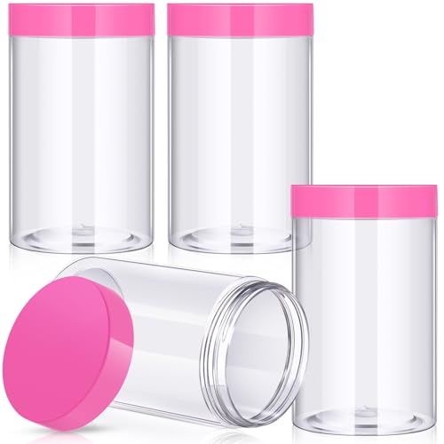 4 Pcs Plastic Jars Wide Mouth with Lids (4 Count)
