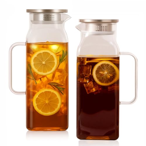 Glass Pitcher with Lid and Spout (2 Count)