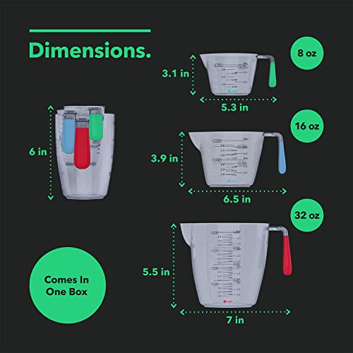 3 Piece Plastic Measuring Cups Set BPA Free Stackable Measuring Cups