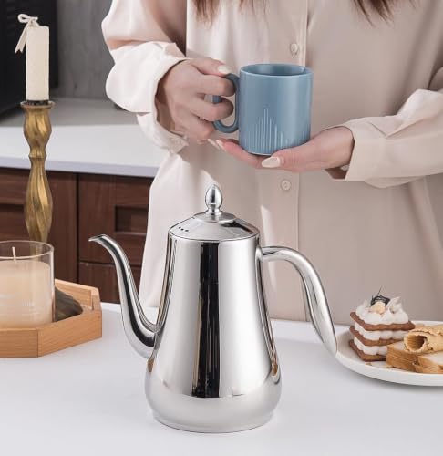 Stainless Steel Teapot with Infuser Silver 58Oz