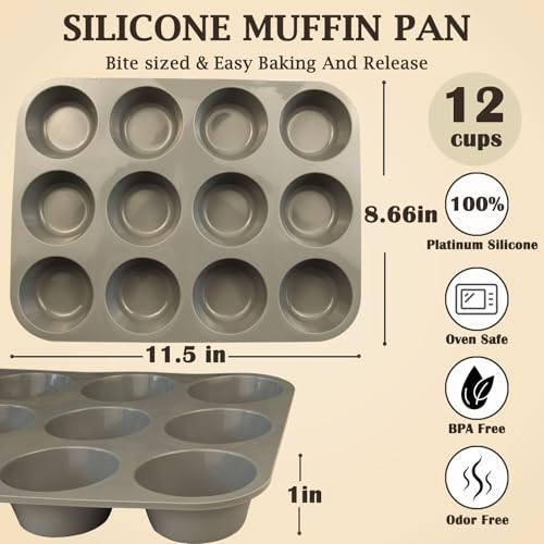 12 Cups Silicone Mini Muffin Pan Set (2 Count)