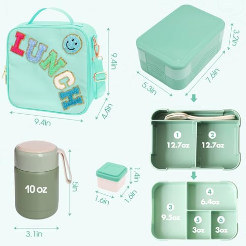 Lunch Box for Girls with 10oz Thermo 6 Compartment Bento Set (6 Count)