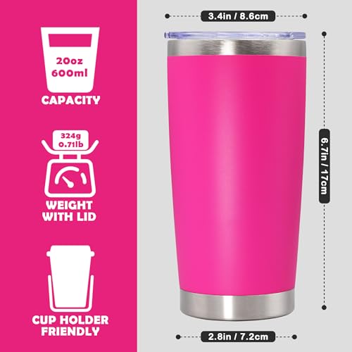 20oz Tumbler Stainless Steel Tumbler Coffee Tumbler with Lid Hot Pink