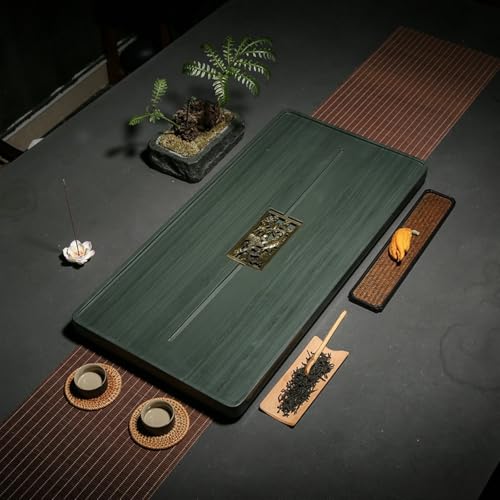 Tea Set Green Sandalwood Stone Tea Tray Home Drainage Simple Natural Ebony Stone Tea Table Tea Set Tray Chinese Tea Set