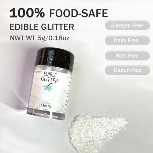 White Edible Glitter Glimmer Powder for Cakes Drinks