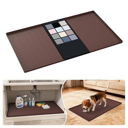 Waterproof Silicone Under Sink Mat 37'' x 22'' Shelf Liner for Kitchen and Bathroom